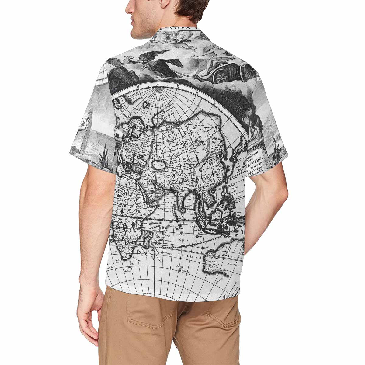 Antique Map design Hawaiian mens shirt, Design 17