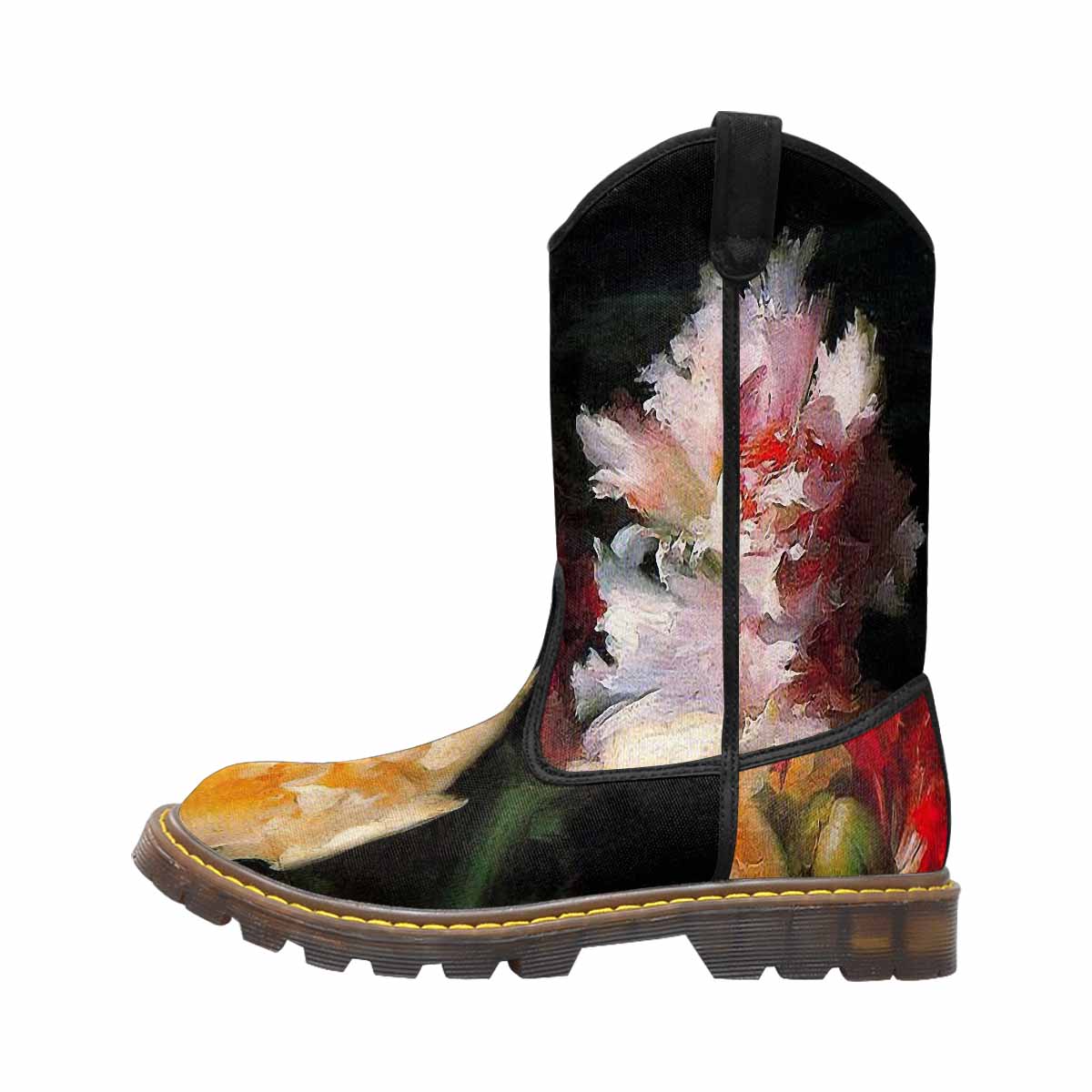 Vintage floral print, western lumber boots Design 30