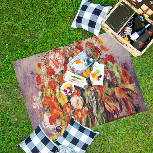 Vintage Floral waterproof picnic mat, 69 x 55in, Design 19