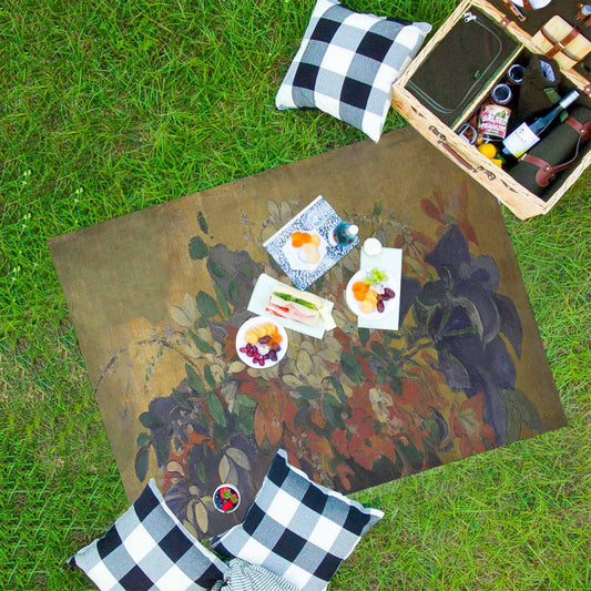 Vintage Floral waterproof picnic mat, 69 x 55in, Design 10