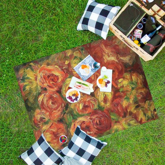 Vintage Floral waterproof picnic mat, 69 x 55in, Design 18