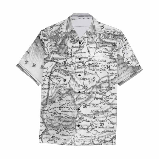 Antique Map design Hawaiian mens shirt, Design 14