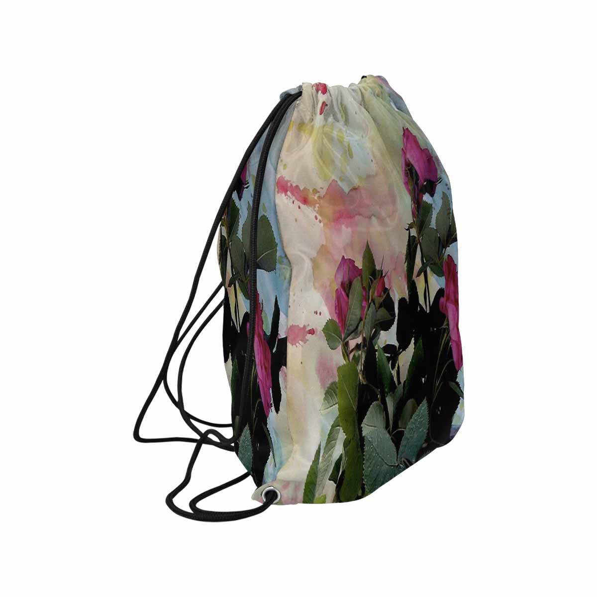 Vintage Floral print, DRAWSTRING BAG, LARGE, Design 21