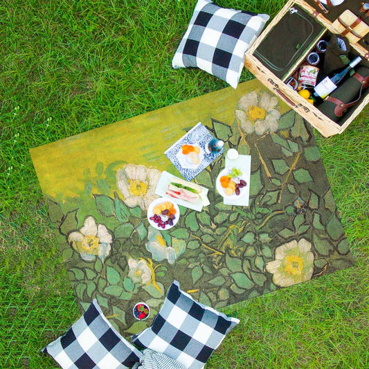 Vintage Floral waterproof picnic mat, 69 x 55in, Design 01