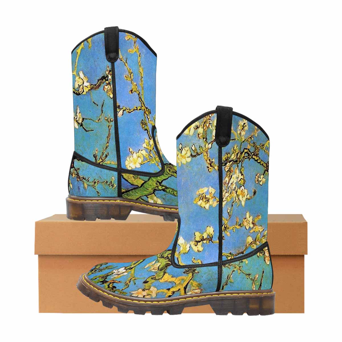 Vintage floral print, western lumber boots Design 20