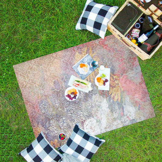 Vintage Floral waterproof picnic mat, 69 x 55in, Design 54x