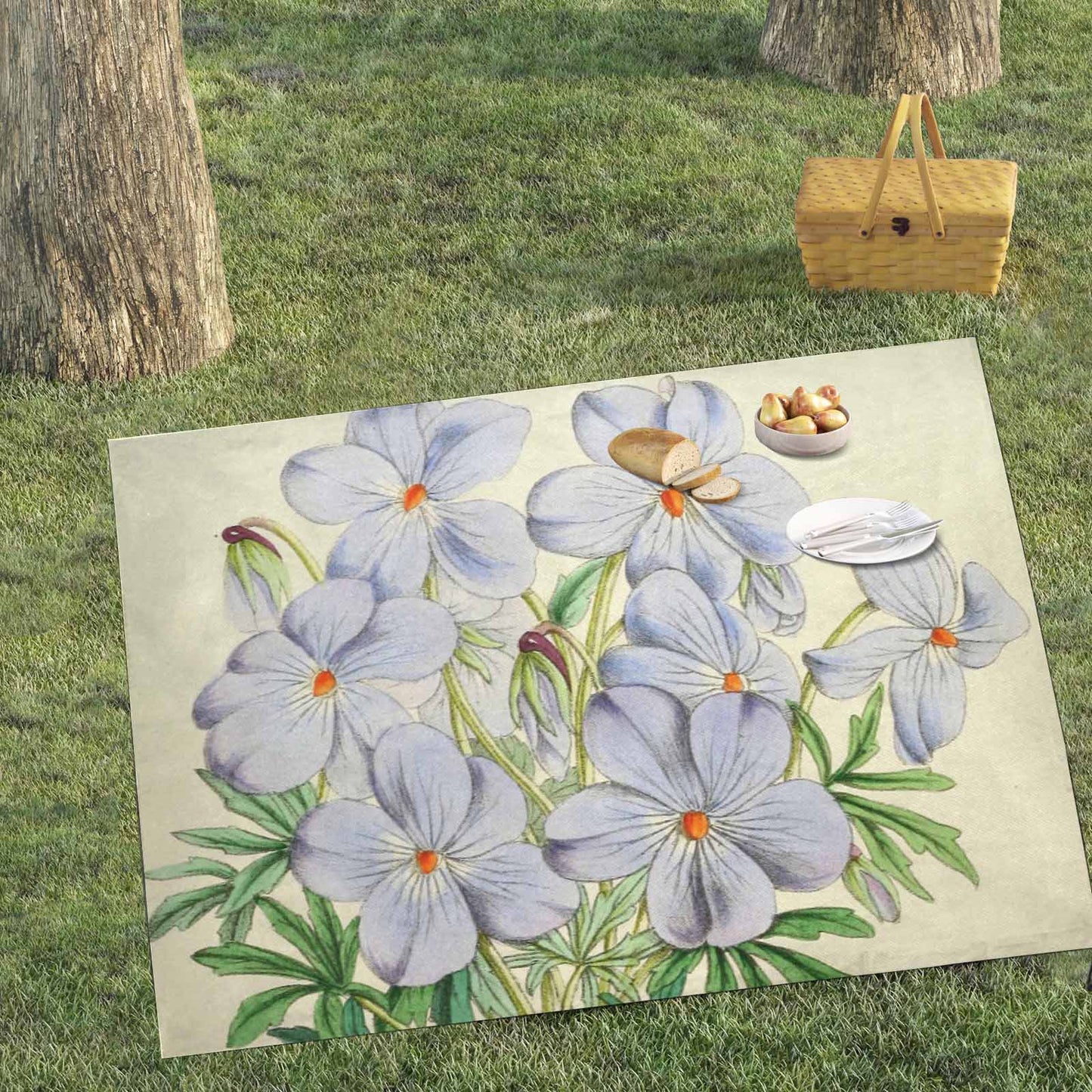 Vintage Floral waterproof picnic mat, 69 x 55in, Design 13