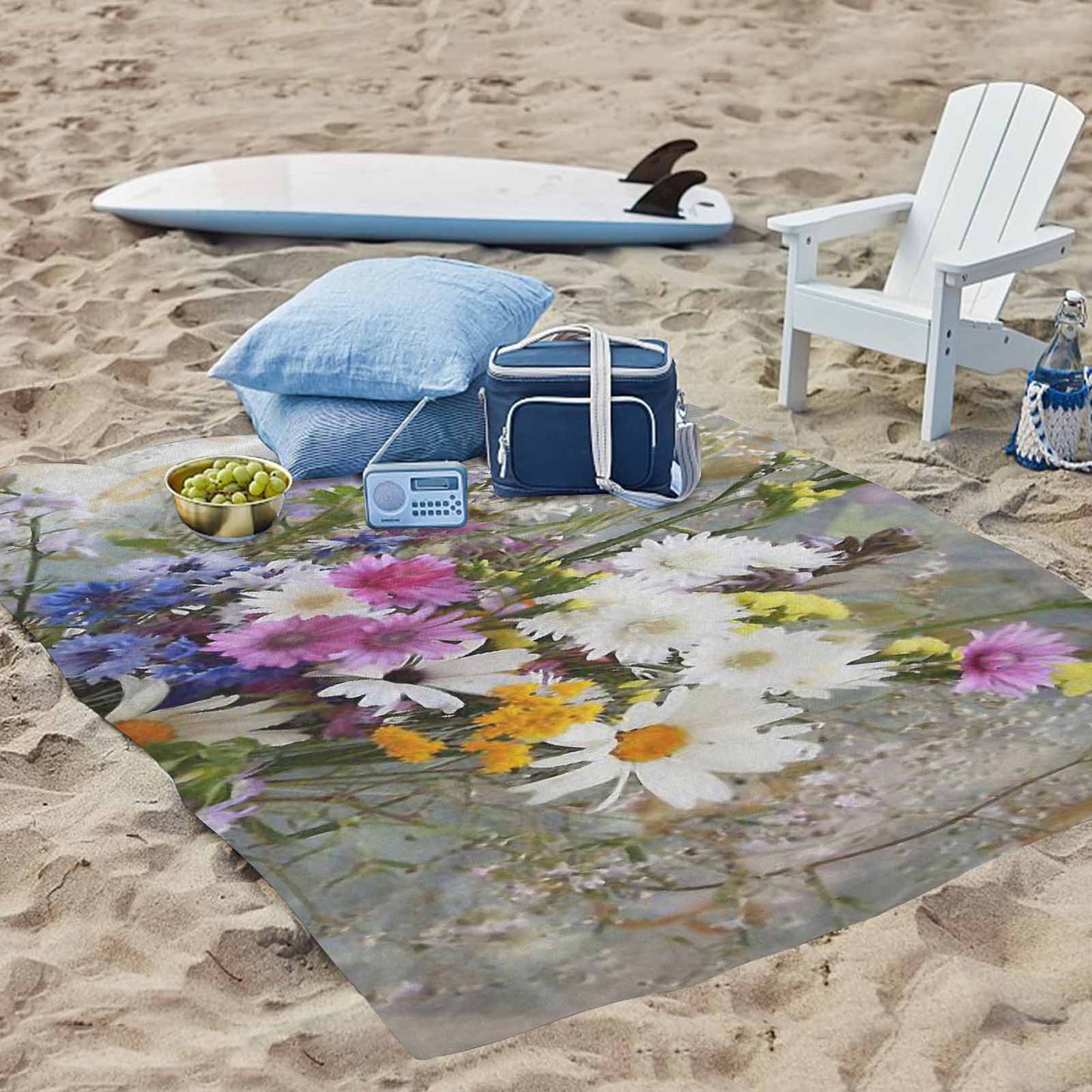 Vintage Floral waterproof picnic mat, 69 x 55in, Design 02