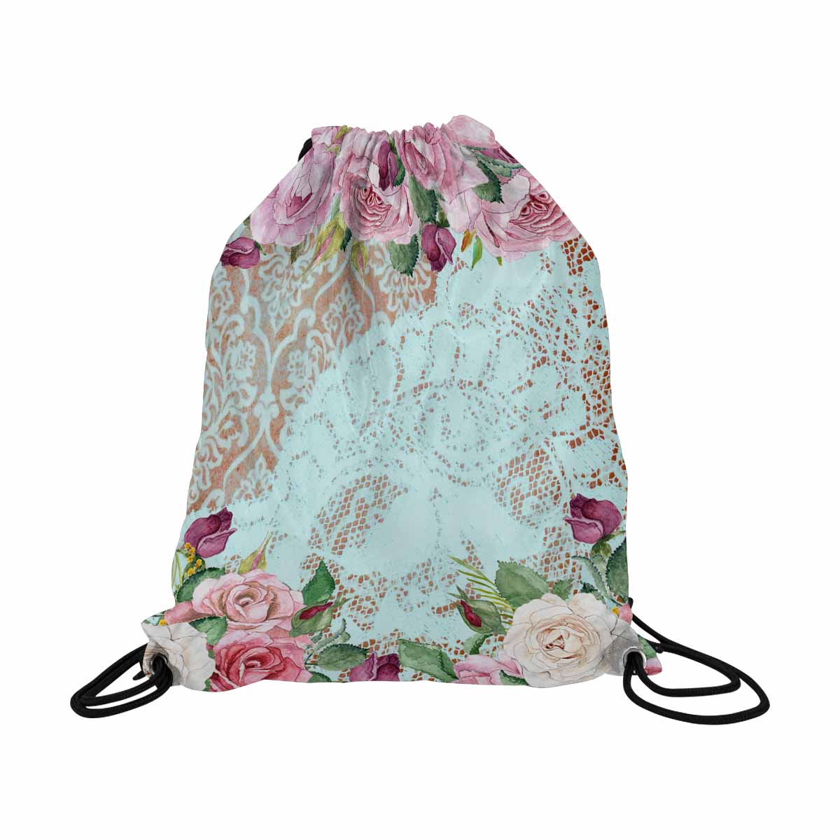 Victorian lace DRAWSTRING BAG, LARGE, design 24