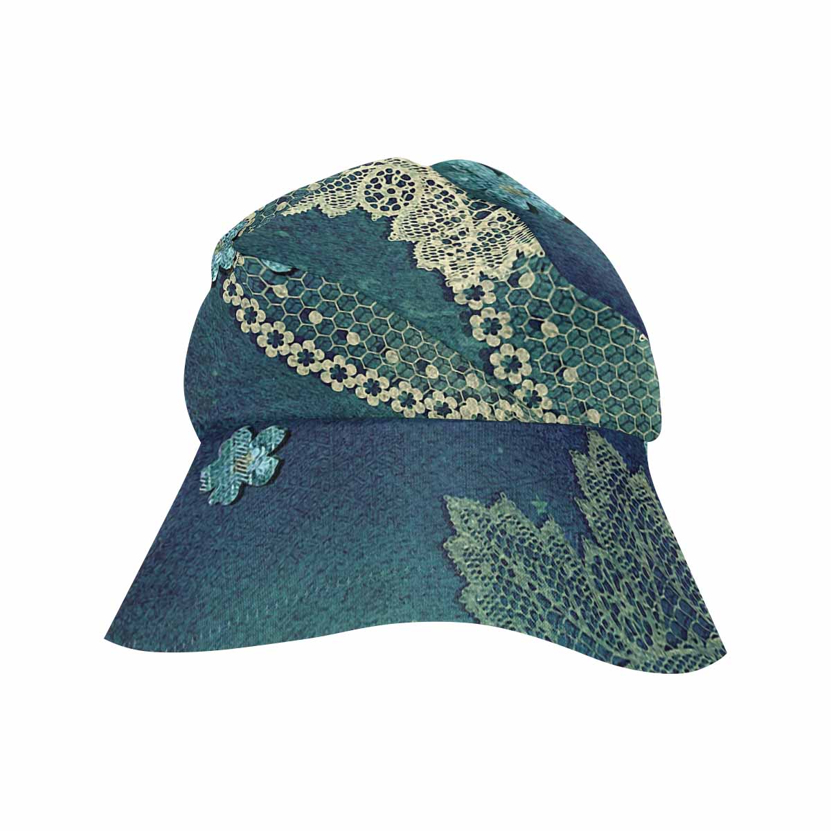 Victorian lace print, wide brim sunvisor Hat, outdoors hat, design 04