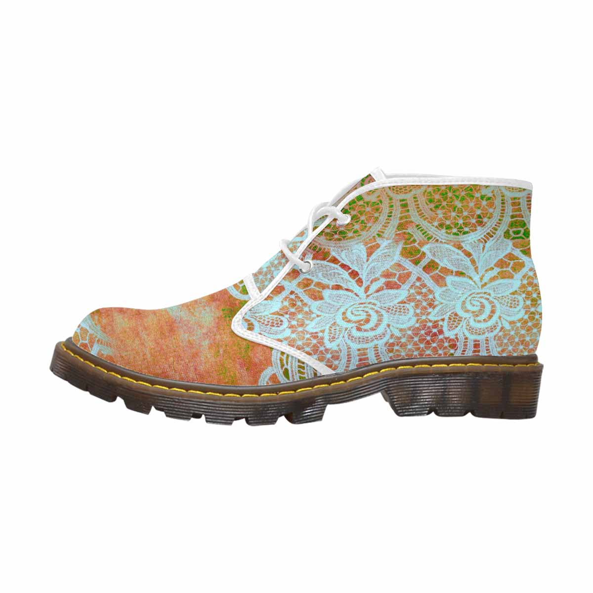 Lace Print, Cute comfy womens Chukka boots, design 31