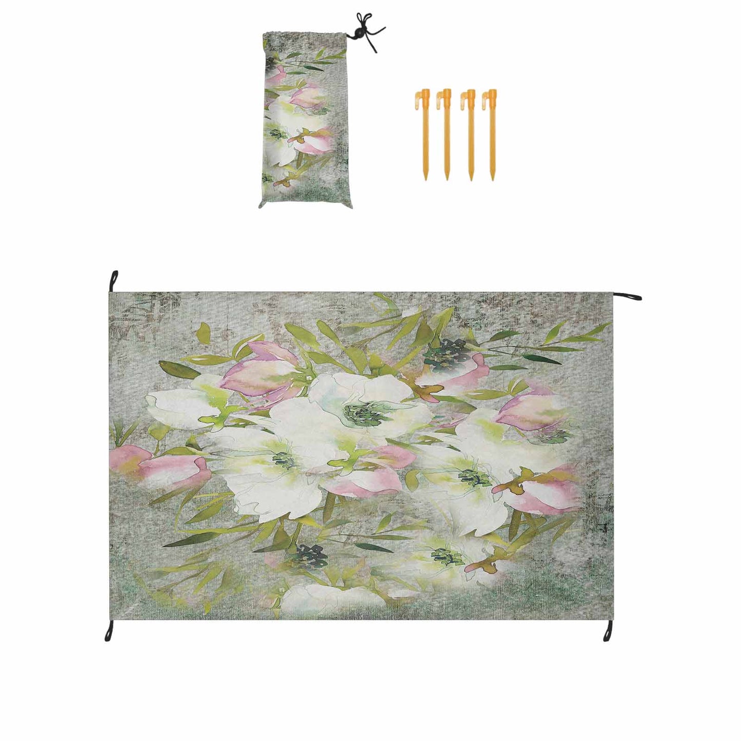 Vintage Floral waterproof picnic mat, 81 x 55in, Design 03