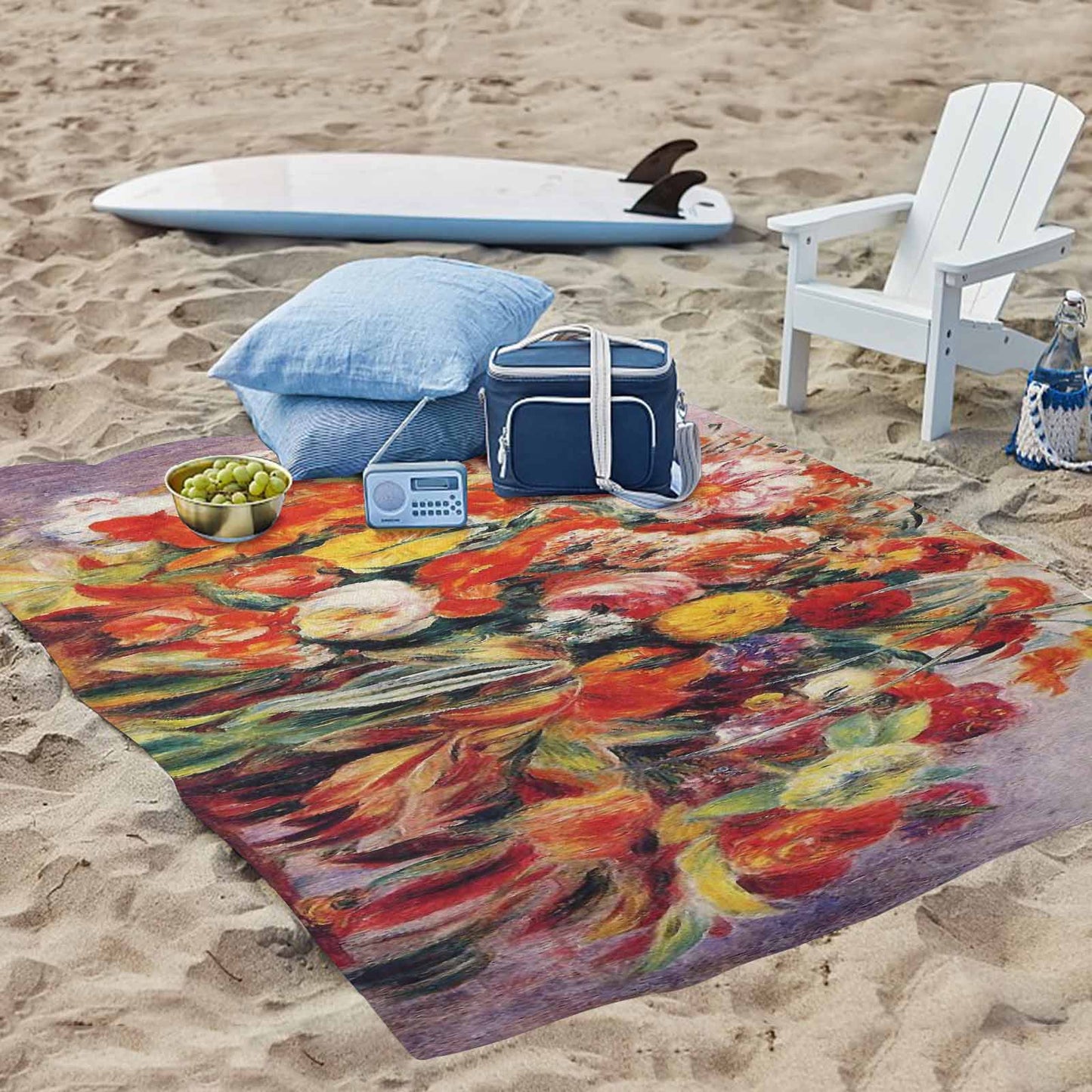 Vintage Floral waterproof picnic mat, 69 x 55in, Design 19