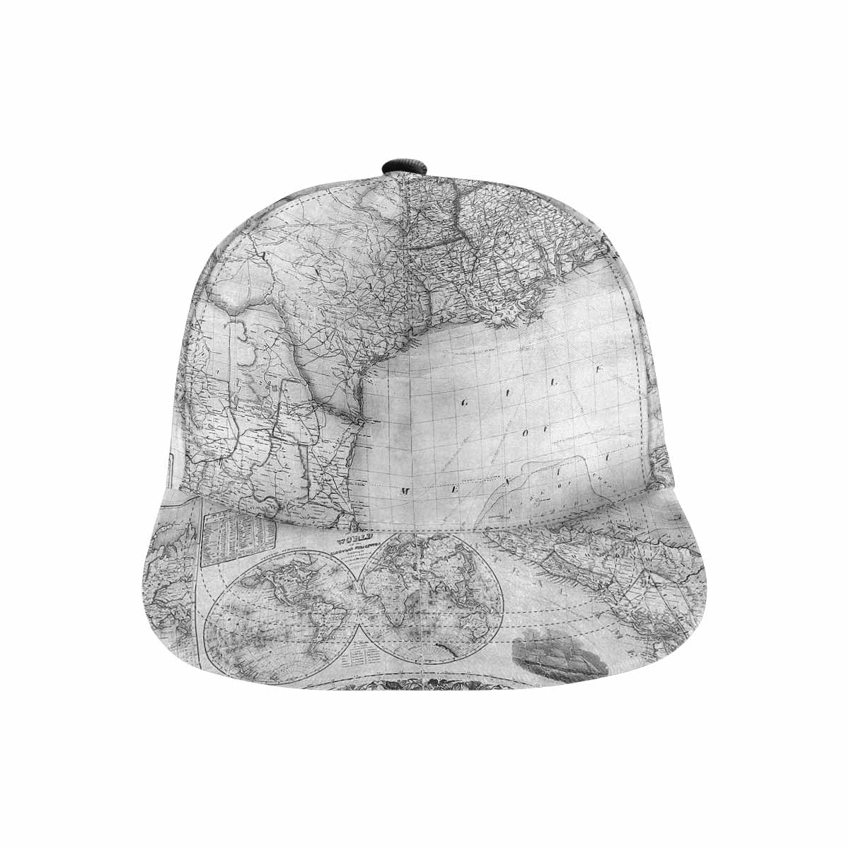 Antique Map design mens or womens deep snapback cap, trucker hat, Design 26