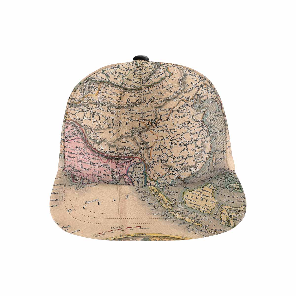 Antique Map design mens or womens deep snapback cap, trucker hat, Design 37