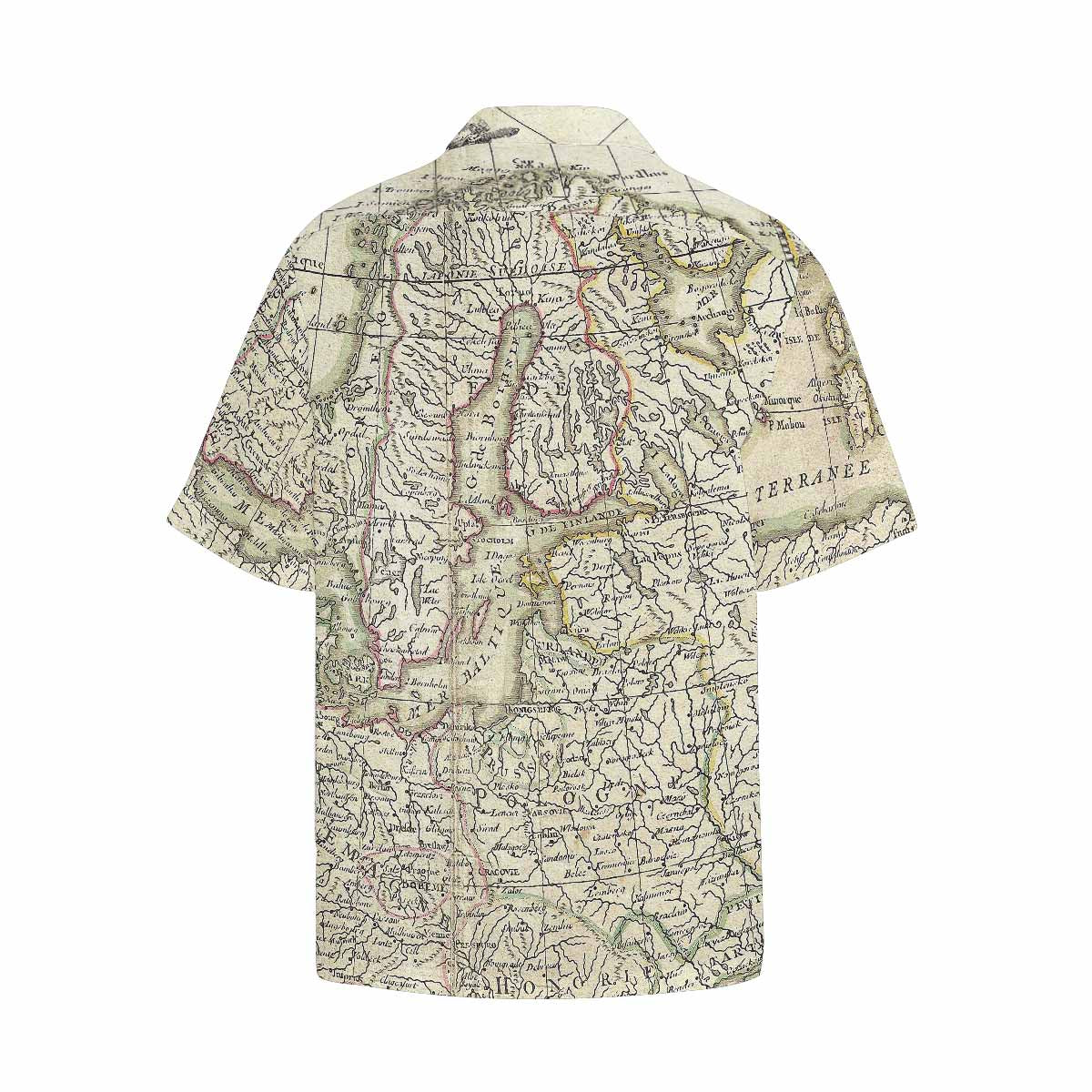 Antique Map design Hawaiian mens shirt, Design 3