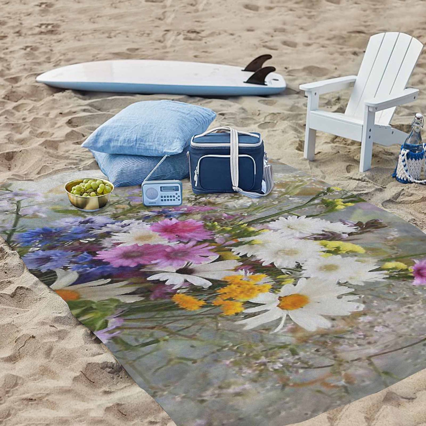 Vintage Floral waterproof picnic mat, 81 x 55in, Design 02