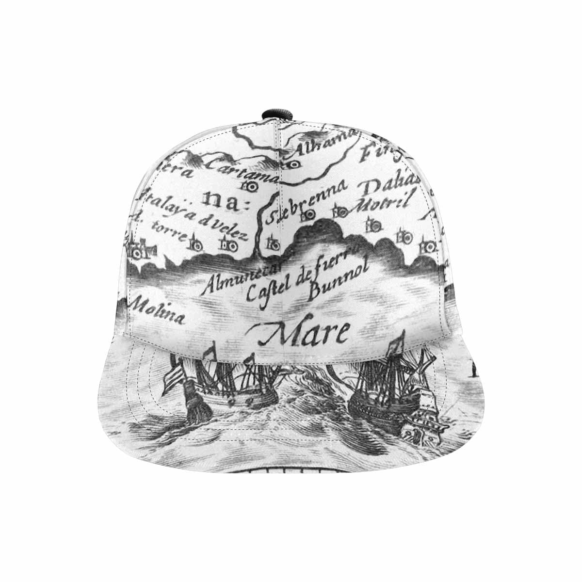 Antique Map design mens or womens deep snapback cap, trucker hat, Design 23