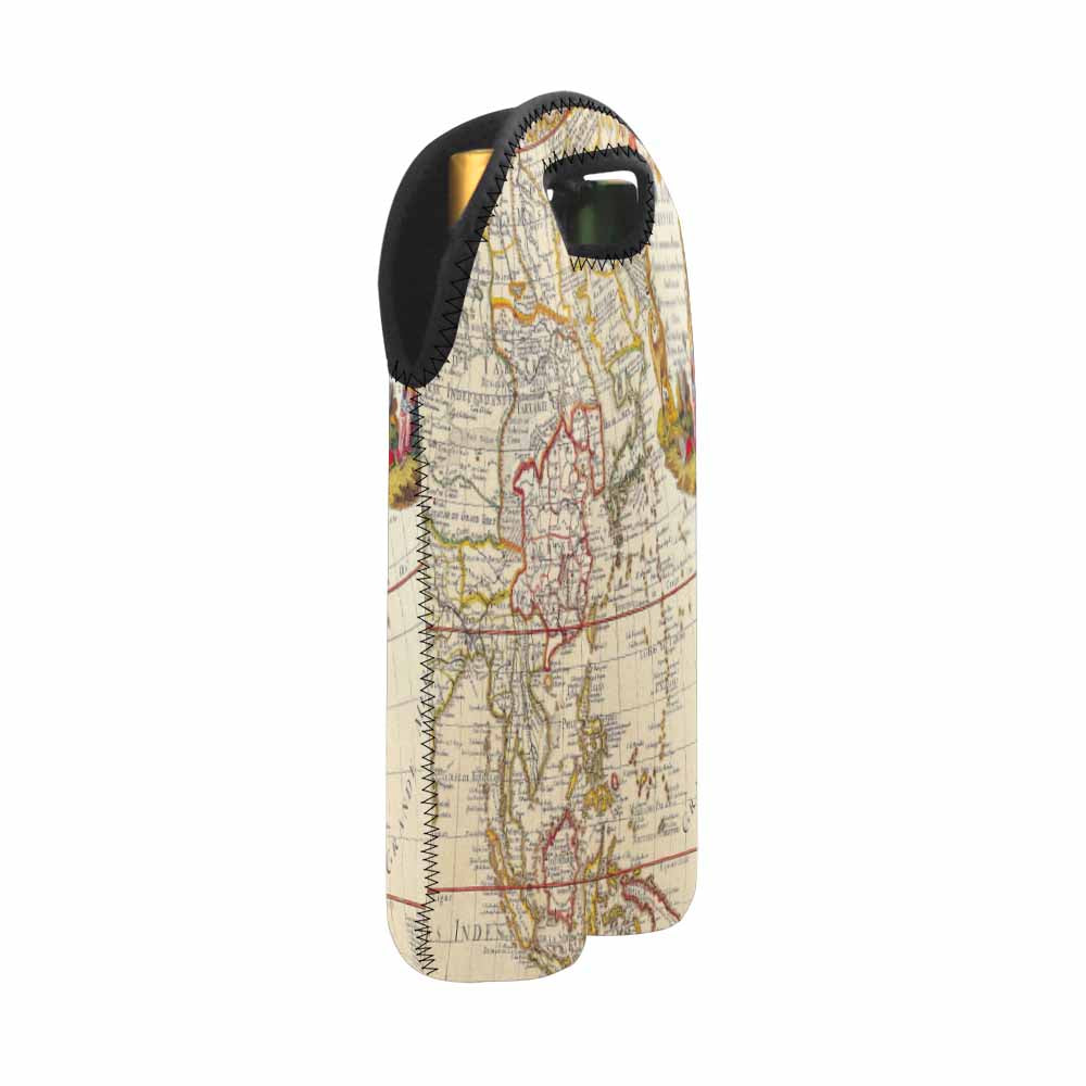 2 Bottle Antique map wine bag,Design 10