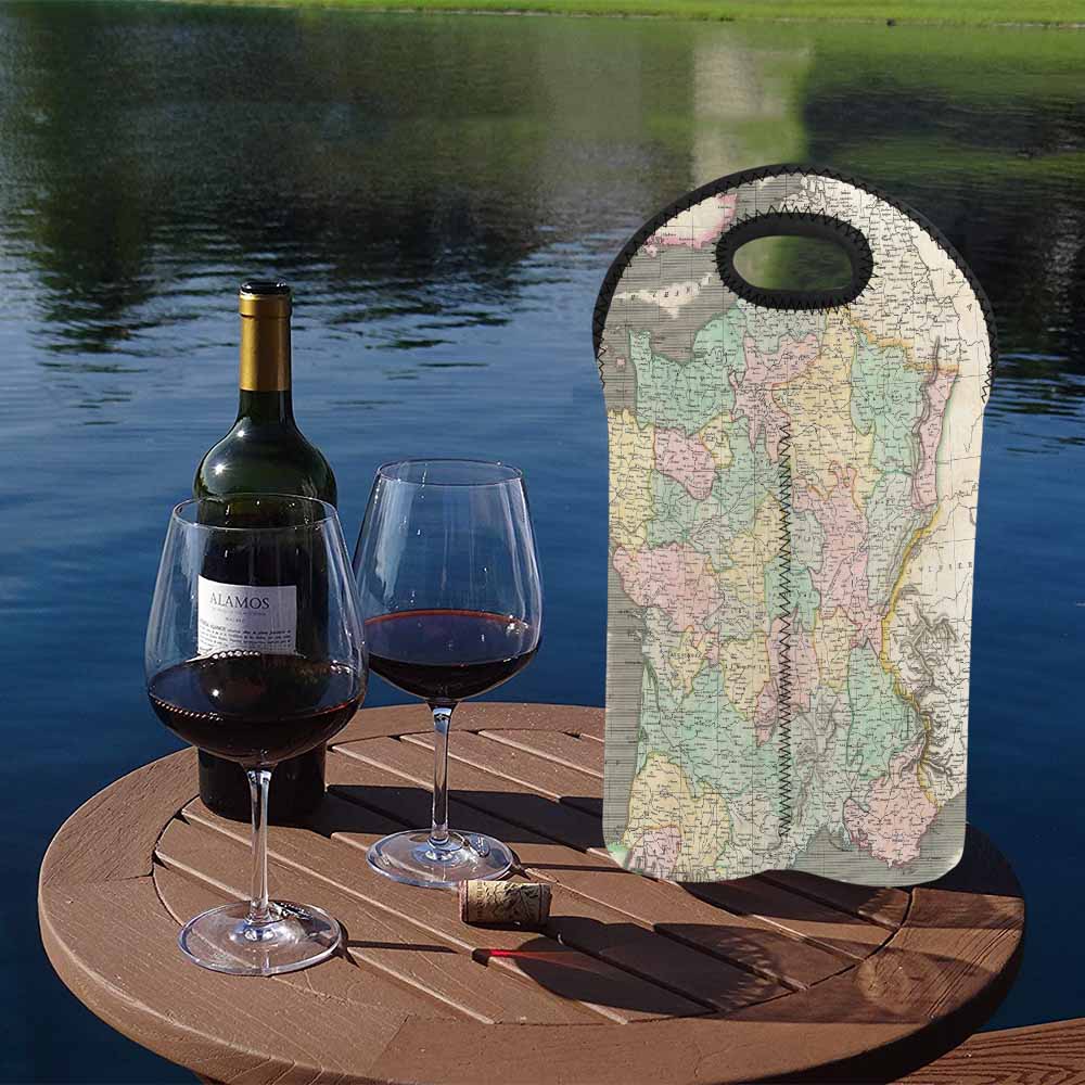 2 Bottle Antique map wine bag,Design 39