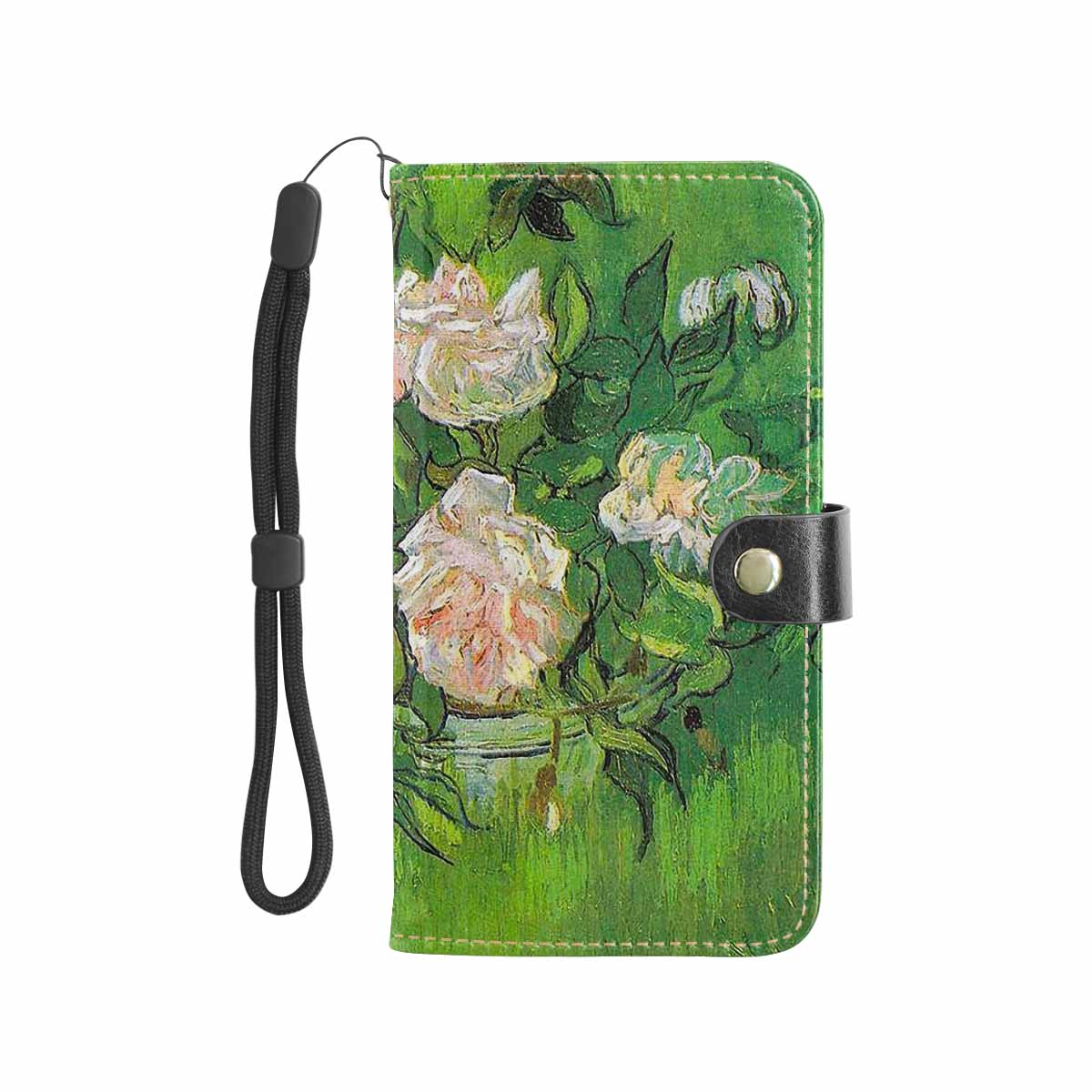 Vintage floral PU leather mobile phone purse, cell phone flip cover, Design 06