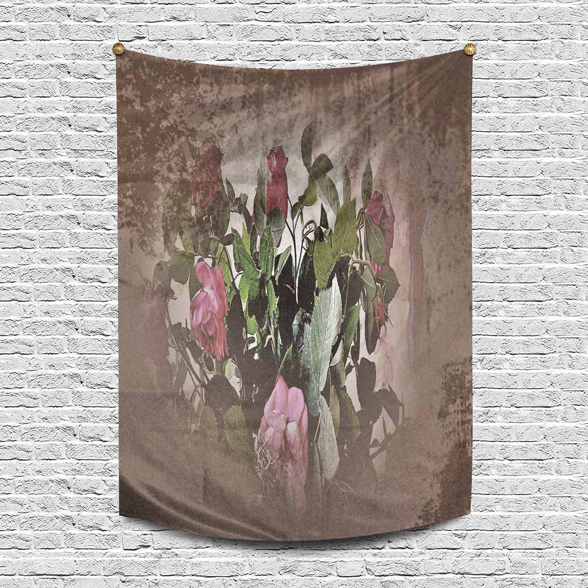 Vintage floral TAPESTRY, LARGE 60 x 80 in, Vertical, Design 22x