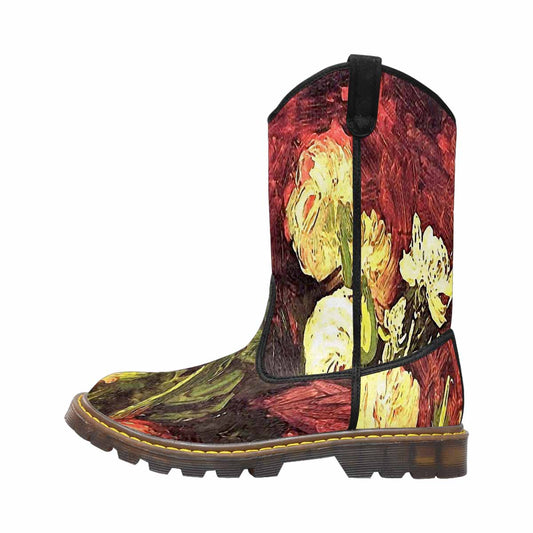 Vintage floral print, western lumber boots Design 27