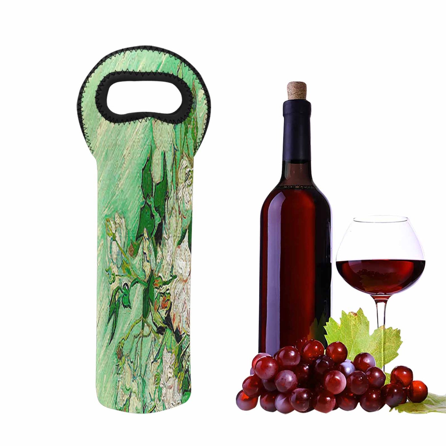 Vintage floral 1 bottle wine bag, Design 45