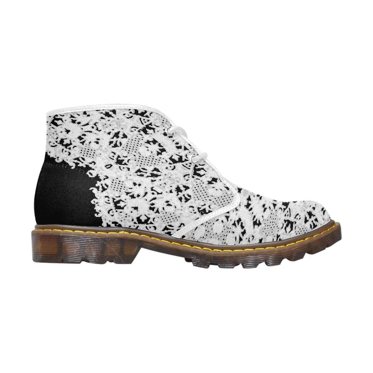 Lace Print, Cute comfy womens Chukka boots, design 50