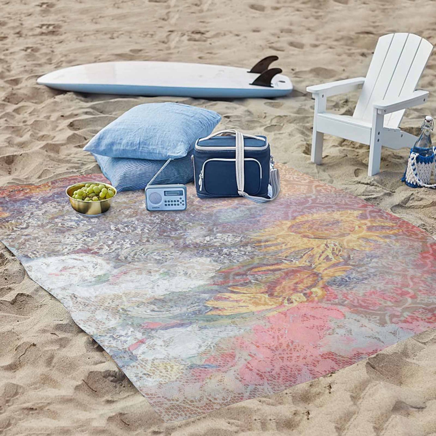 Vintage Floral waterproof picnic mat, 69 x 55in, Design 54x