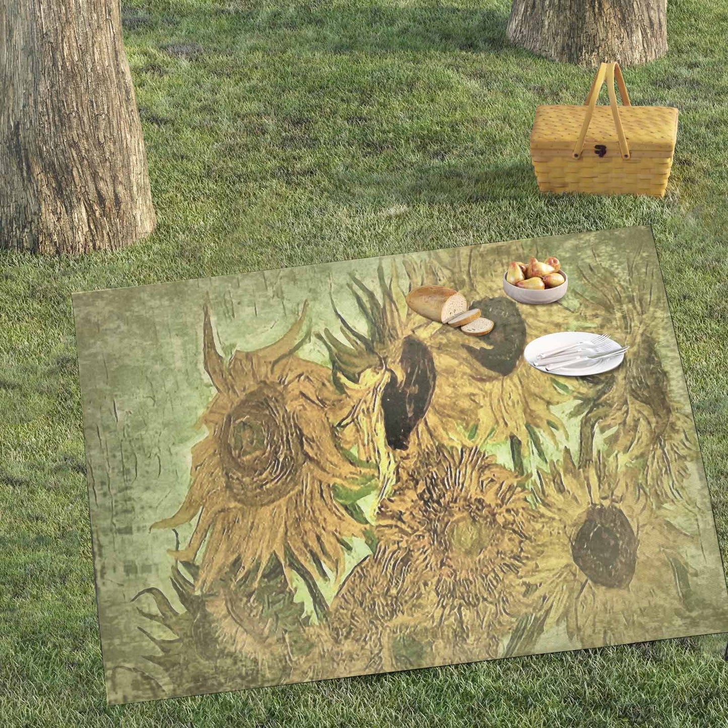 Vintage Floral waterproof picnic mat, 69 x 55in, Design 48x