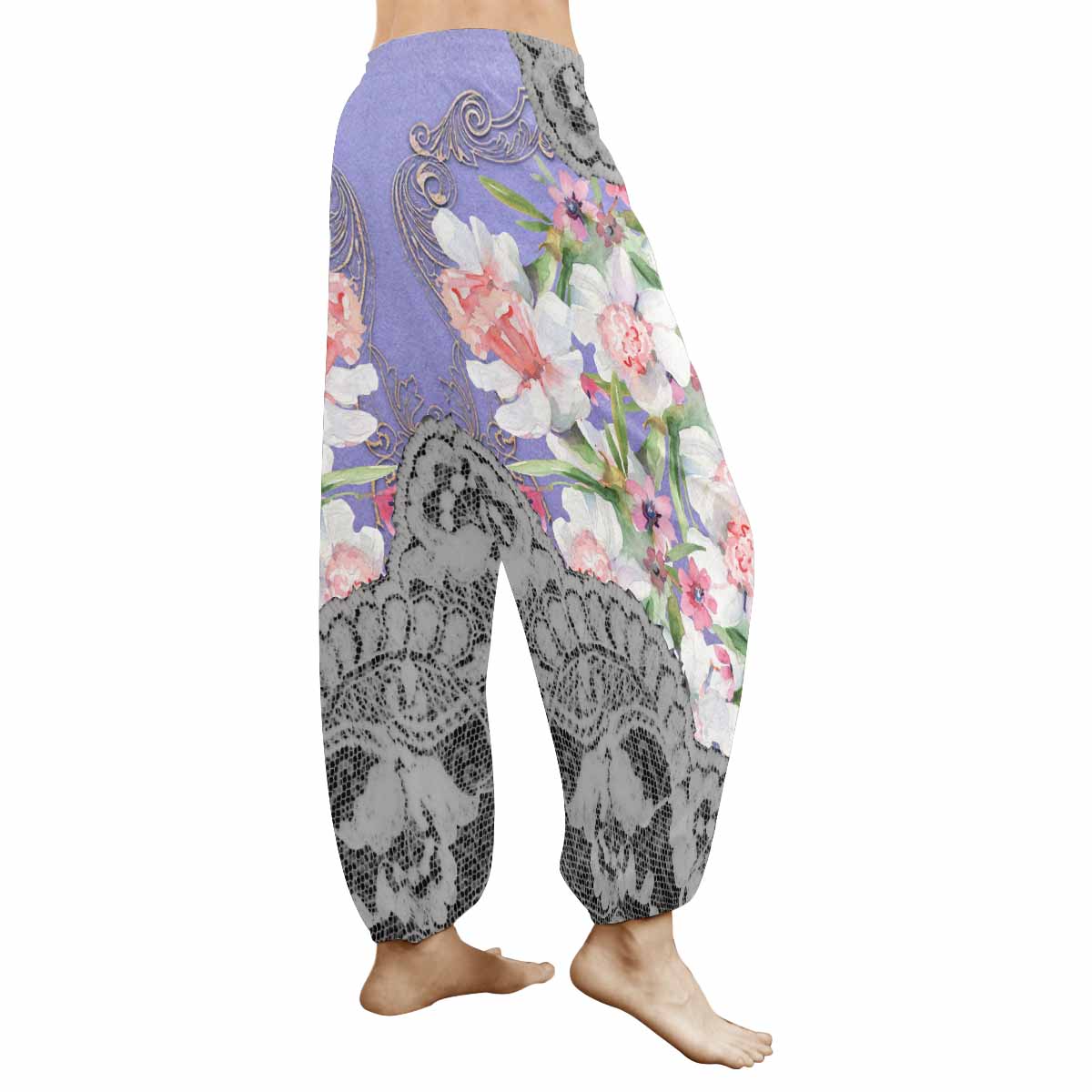 Victorian lace print Haram pants, loose comfy pants design 45