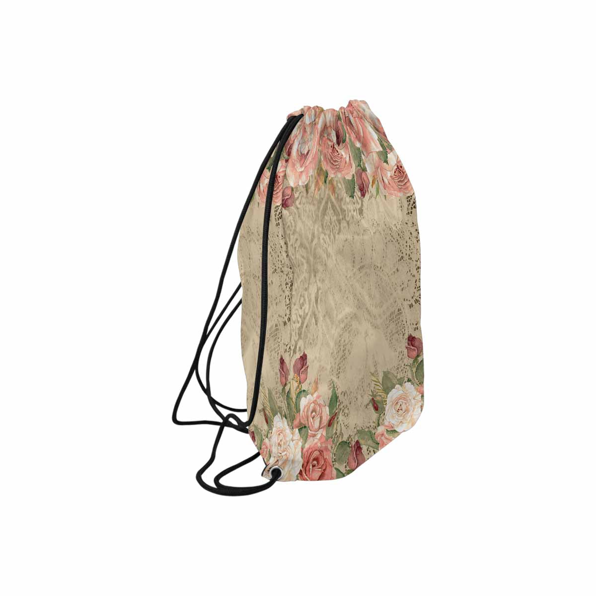 Victorian lace print, DRAWSTRING BAG, MEDIUM, design 25