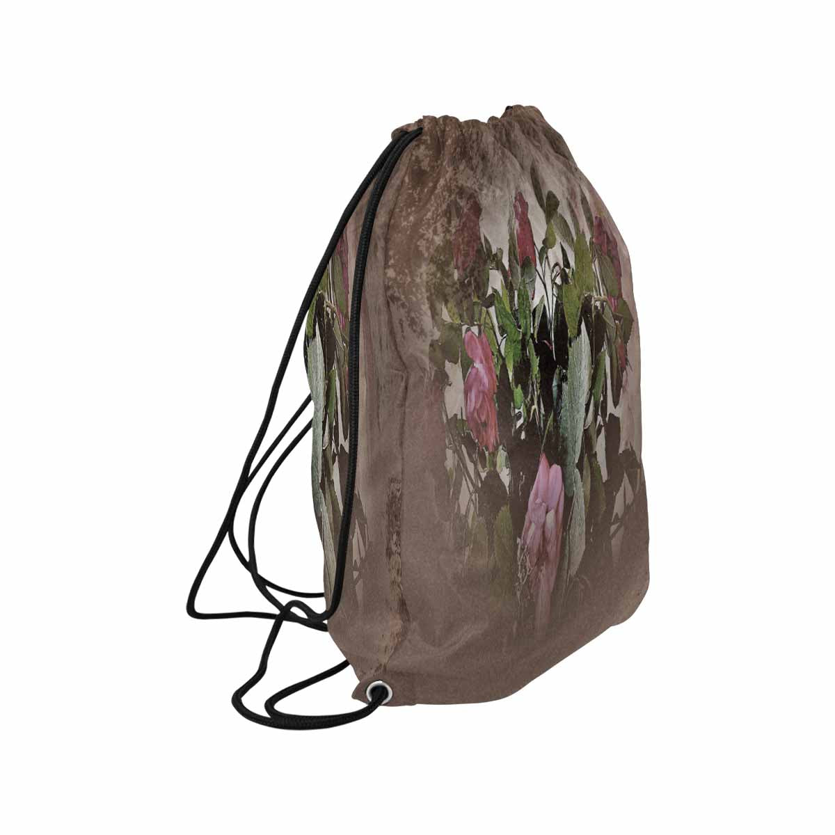 Vintage Floral print, DRAWSTRING BAG, LARGE, Design 22x