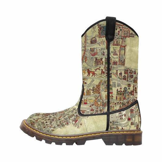 Antique Map design womens western lumber boots, Design 27