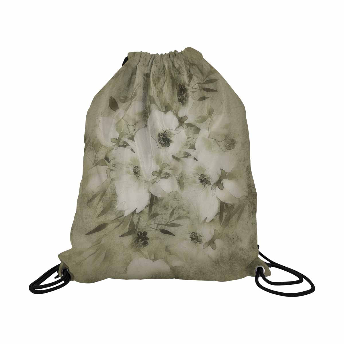 Vintage Floral print, DRAWSTRING BAG, LARGE, Design 03x