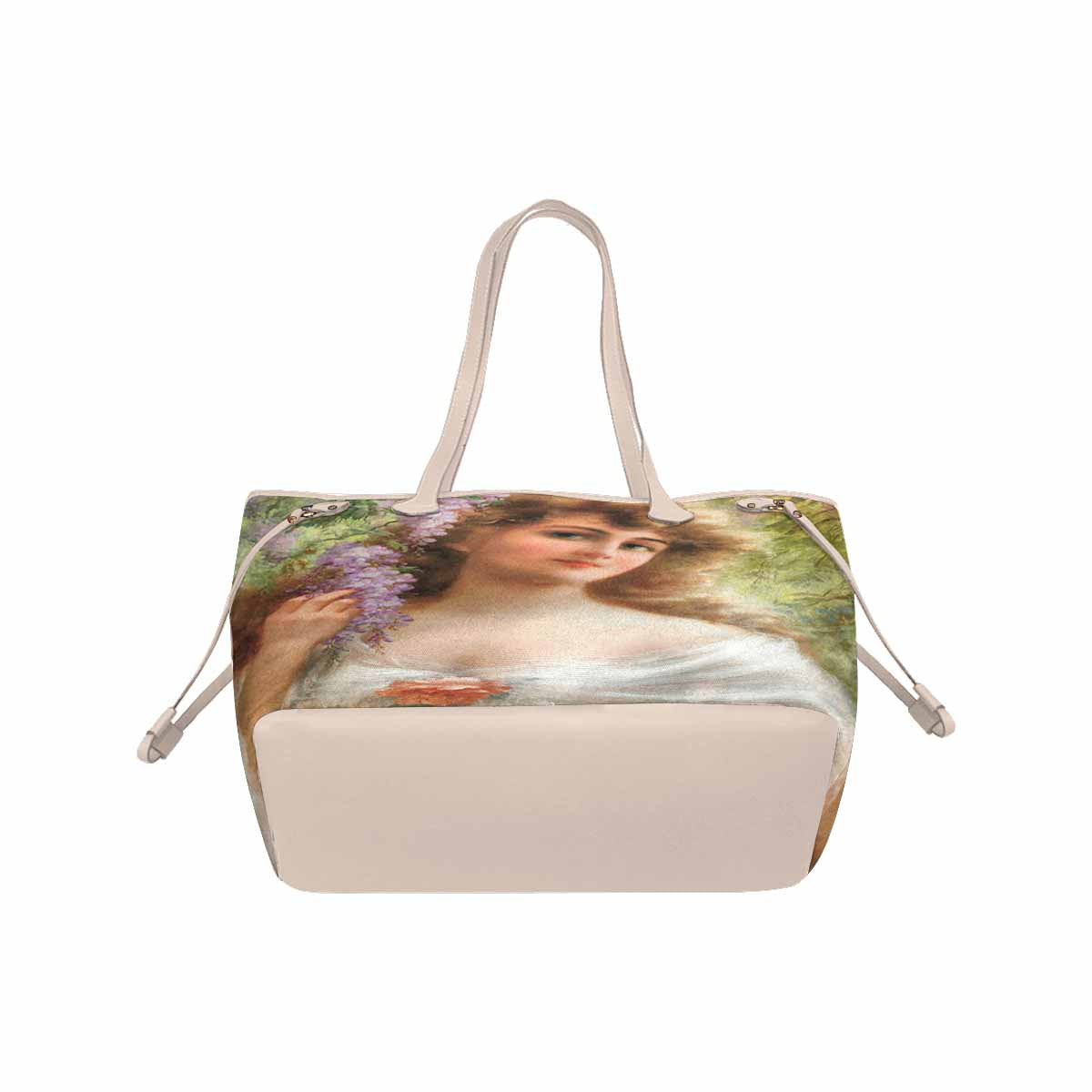 Victorian Lady Design Handbag, Model 1695361, Portrait Of A Woman, BEIGE/TAN TRIM