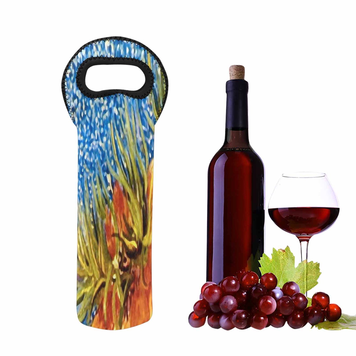 Vintage floral 1 bottle wine bag, Design 42