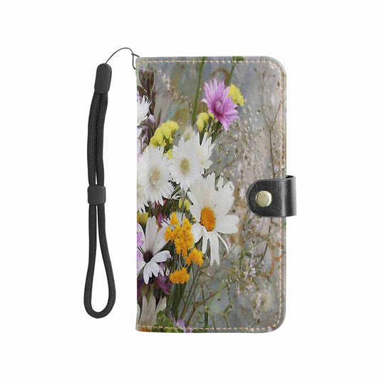 Vintage floral PU leather mobile phone purse, cell phone flip cover, Design 02