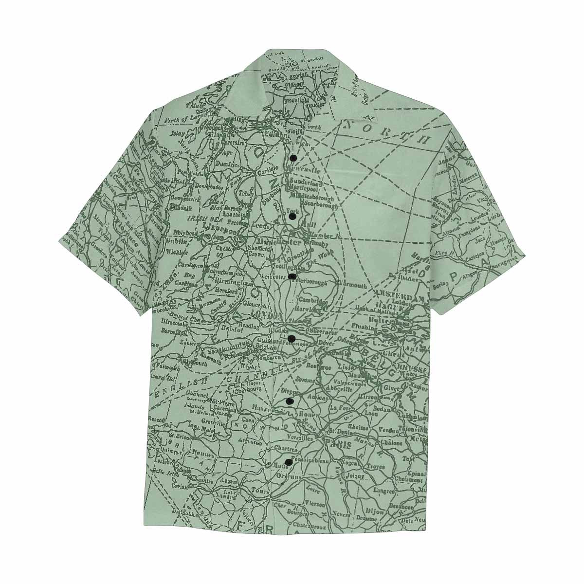 Antique Map design Hawaiian mens shirt, Design 52