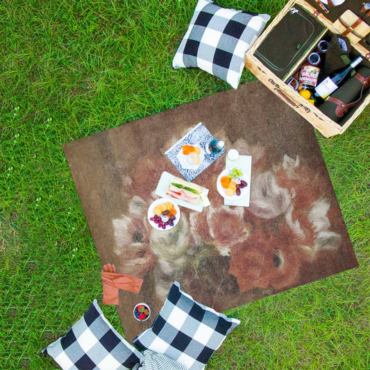 Vintage Floral waterproof picnic mat, 61 x 55in, Design 15