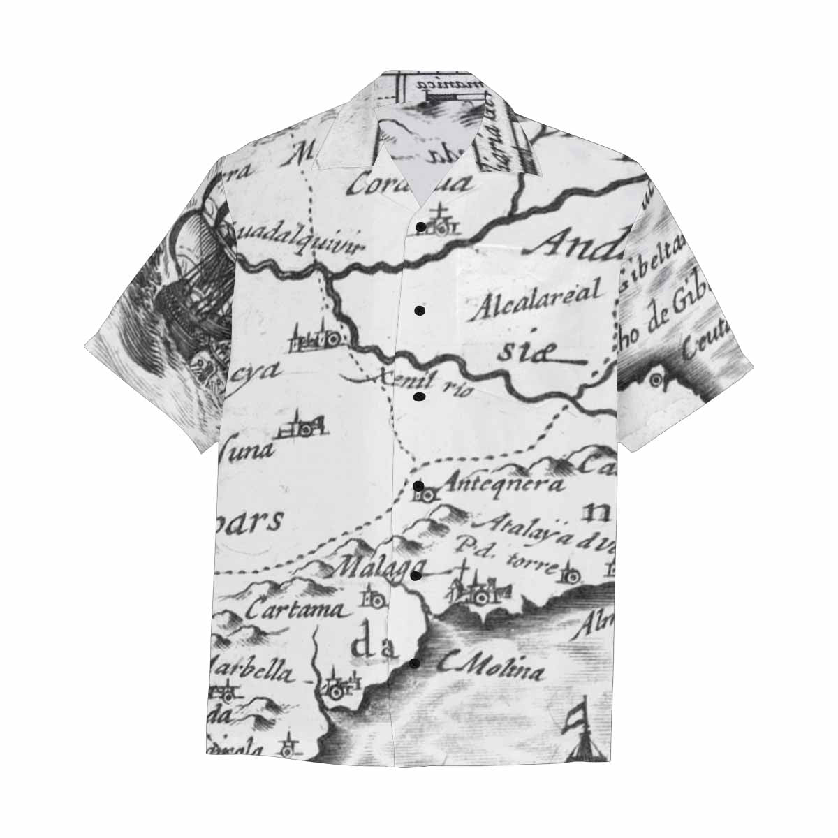 Antique Map design Hawaiian mens shirt, Design 23