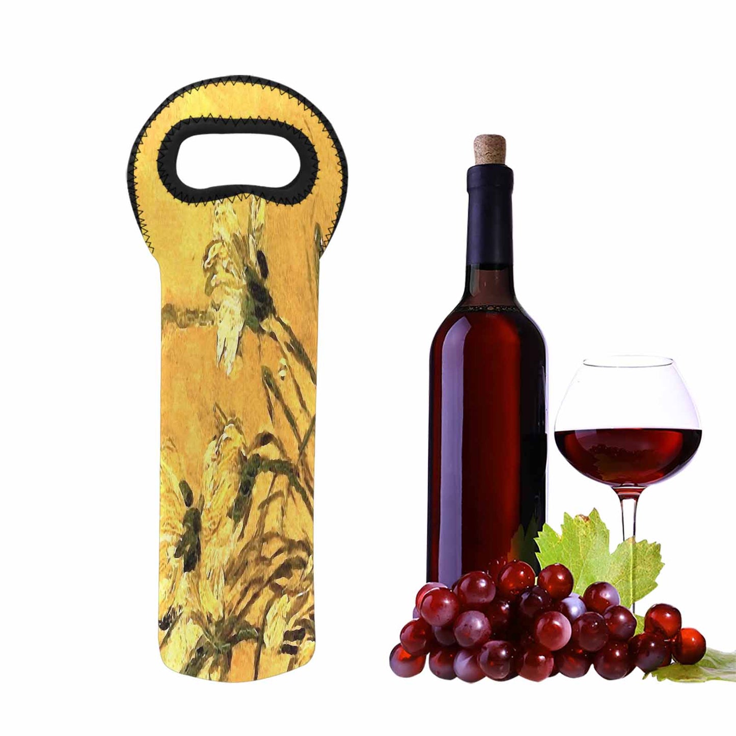 Vintage floral 1 bottle wine bag, Design 61