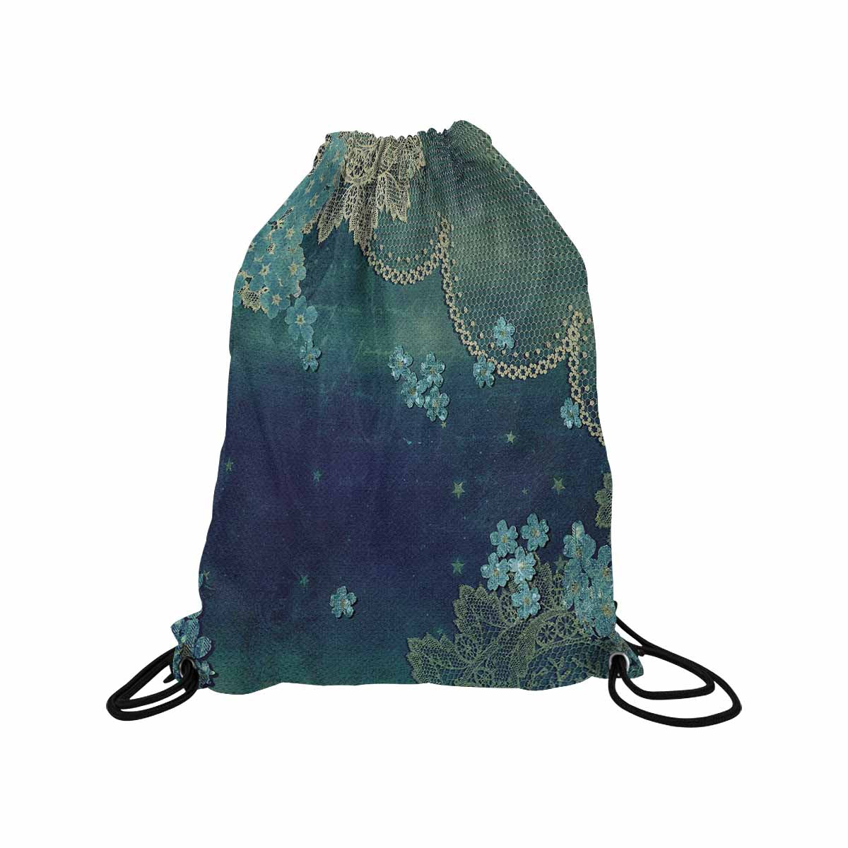 Victorian lace print, DRAWSTRING BAG, MEDIUM, design 04