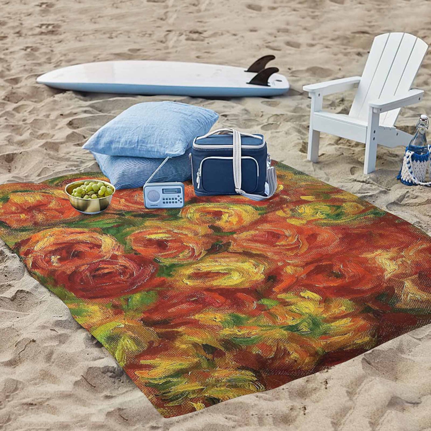 Vintage Floral waterproof picnic mat, 69 x 55in, Design 18