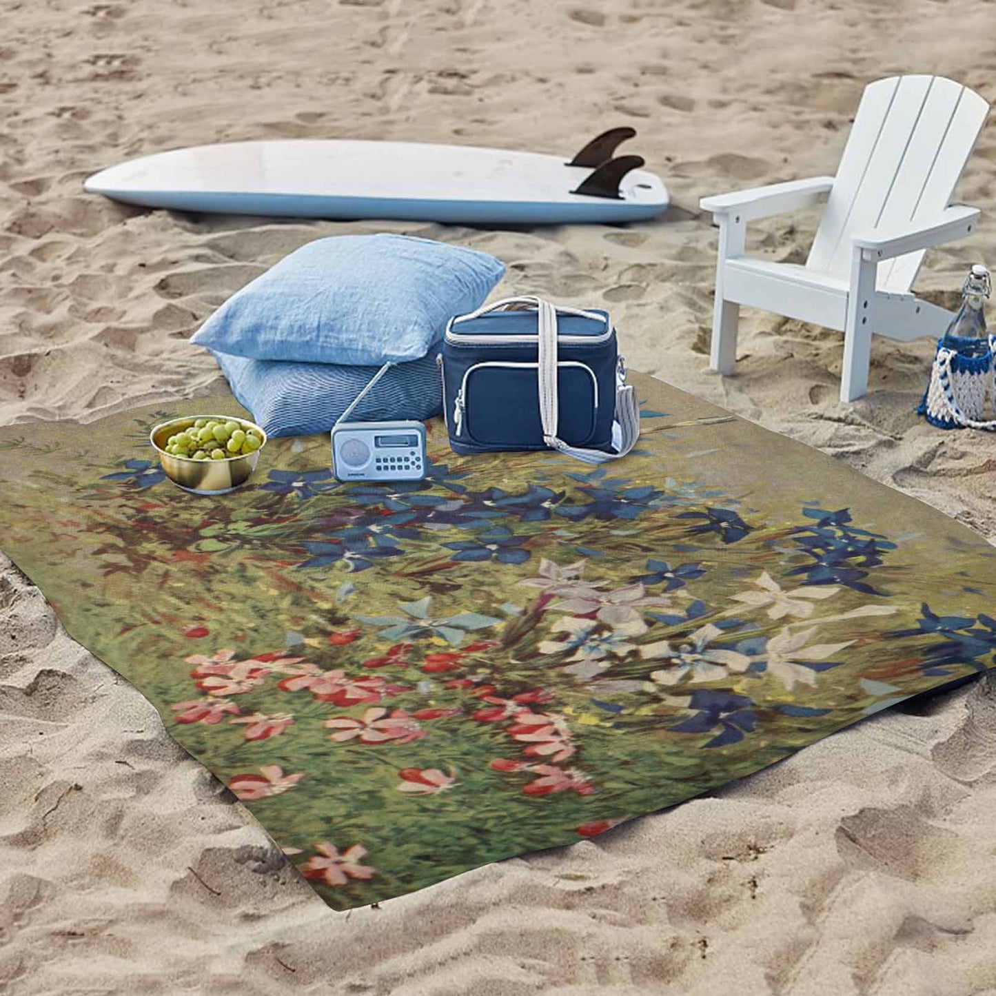 Vintage Floral waterproof picnic mat, 61 x 55in, Design 39