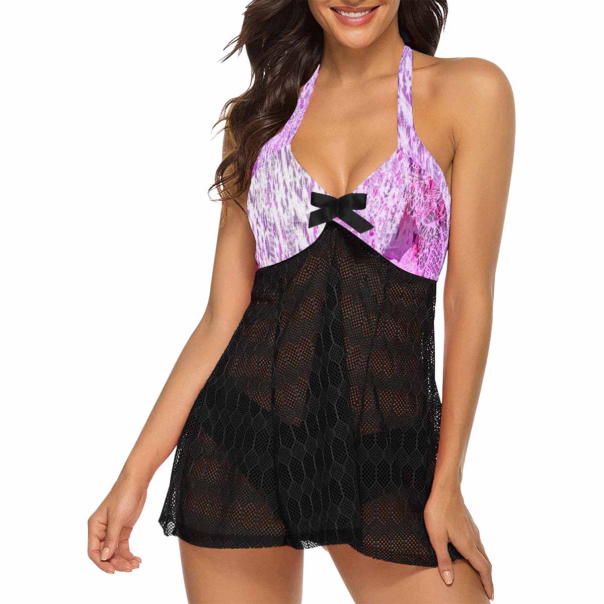 Bikini & cover up top swim wear, Printed Victorian lace design 03