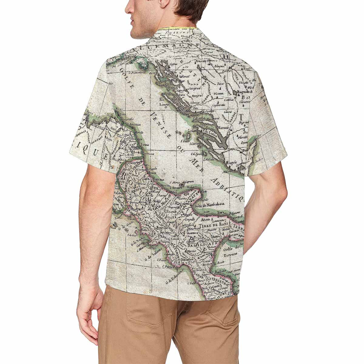 Antique Map design Hawaiian mens shirt, Design 6