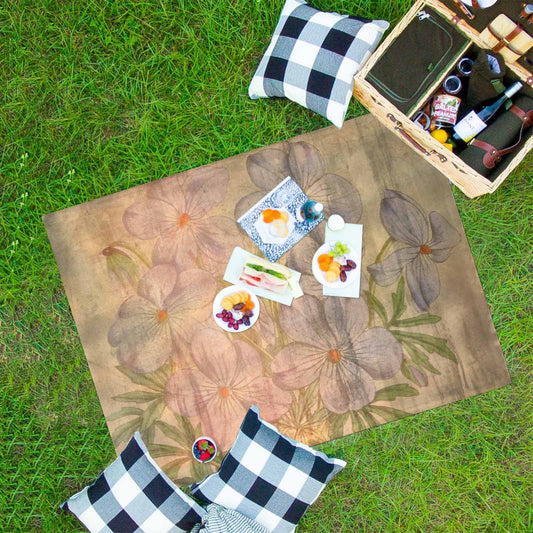 Vintage Floral waterproof picnic mat, 69 x 55in, Design 13xx