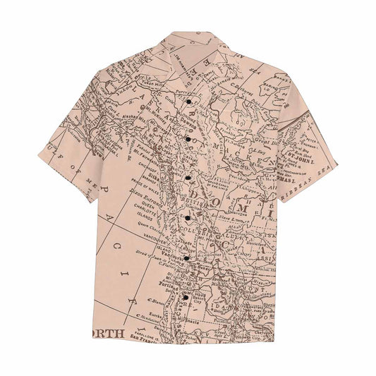 Antique Map design Hawaiian mens shirt, Design 53